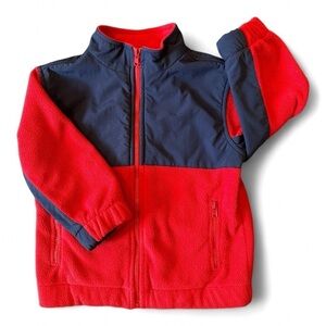 Toddler sz 2T / 24 mo Red and Blue zip up fleece jacket for fall with pockets